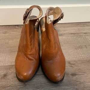 Leather heel booties